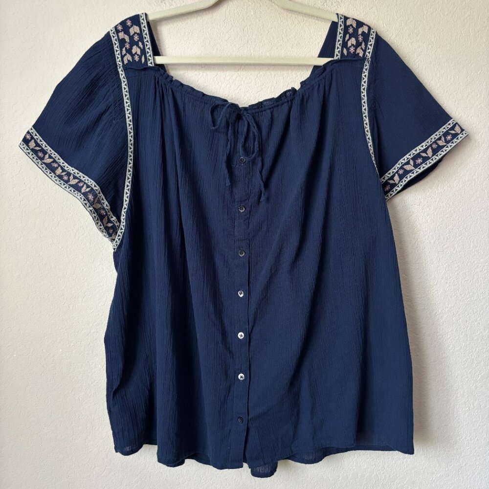 Madewell 1X Plus Boho Embroidered Square-Neck Top - Picture 11 of 16